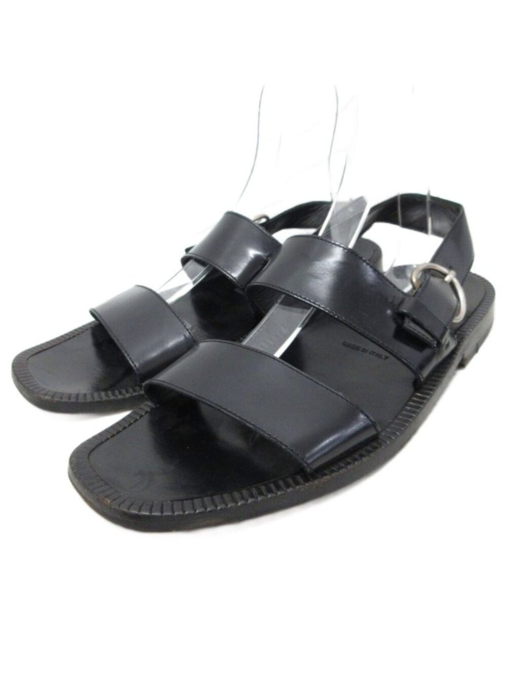 Prada Sandals Double Strap Leather Black 9